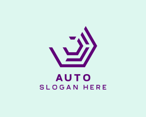 Cut - Purple Digital Hexagon logo design