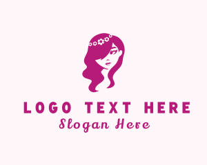 Girl - Beautiful Flower Girl logo design