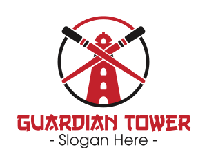 Chopsticks Windmill Tower logo design