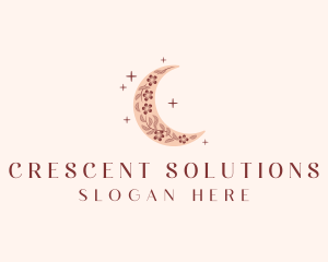 Crescent Moon Flower logo design