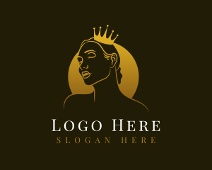 Royalty - Golden Feminine Queen logo design