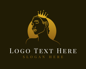 Queen - Golden Feminine Queen logo design