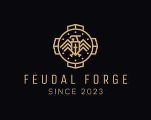 Feudal - Eagle Medieval Buckler logo design