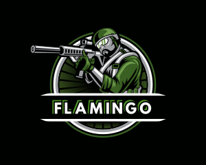 Shooting Military Gun Gaming logo design