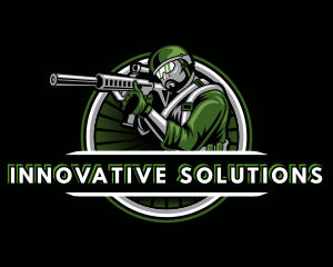 Shooting Military Gun Gaming logo design