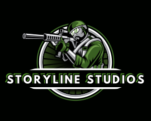 Shooting Military Gun Gaming logo design