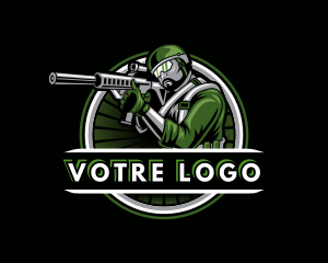 Shooting Military Gun Gaming logo design