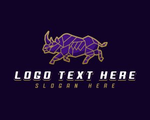 Wild - Geometric Rhino Animal logo design