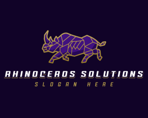 Geometric Rhino Animal logo design