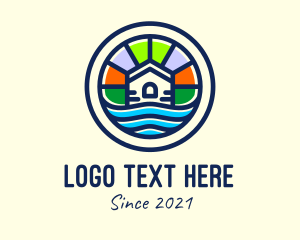 Rental - Colorful Beach House logo design
