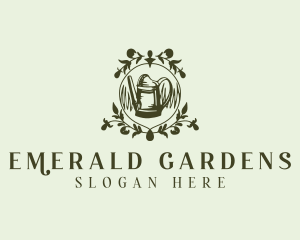 Garden Plant Watering Can logo design