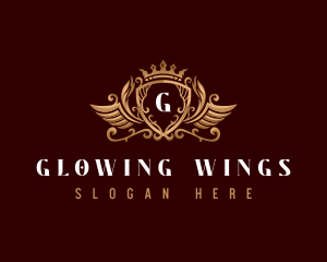 Crown Shield Wings logo design