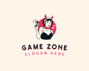 Woman Gamer Streaming logo design