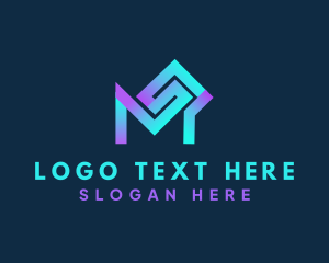 Monogram - Cyber Tech Letter MS logo design