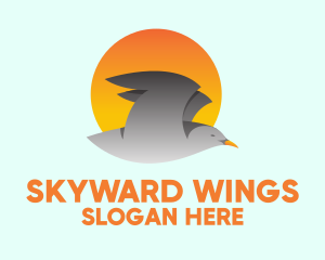 Flying - Sun Flying Bird logo design