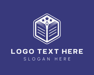 Blue - Hexagon Pen Book logo design