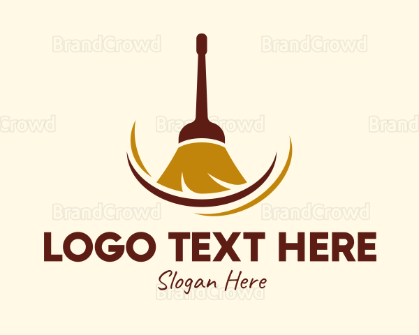 Sweeping Broom Cleaner Logo