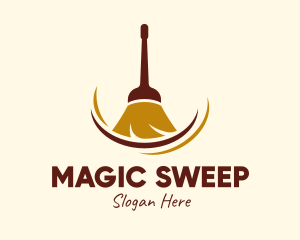 Sweeping Broom Cleaner logo design