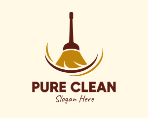 Sweeping Broom Cleaner logo design