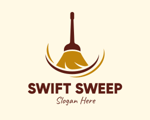 Sweeping Broom Cleaner logo design