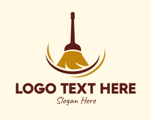 Sweeping Broom Cleaner Logo