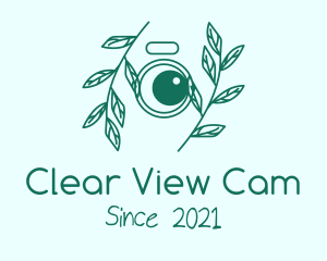 Webcam - Green Plant Camera Lens logo design