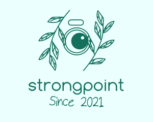 Simple - Green Plant Camera Lens logo design