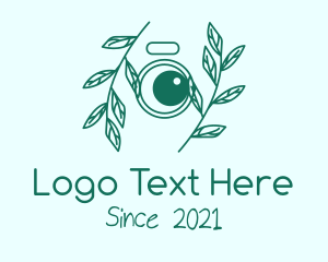 Webcam - Green Plant Camera Lens logo design