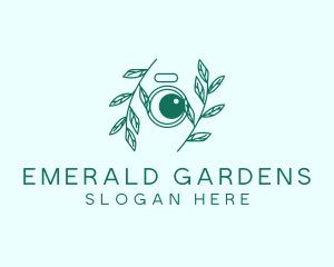 Green Plant Camera Lens logo design