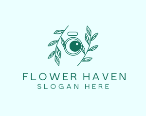 Green Plant Camera Lens logo design