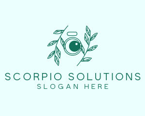 Green Plant Camera Lens logo design