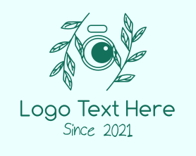 Camera - Green Plant Camera Lens logo design