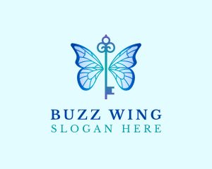 Butterfly Key Wings logo design