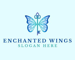 Butterfly Key Wings logo design