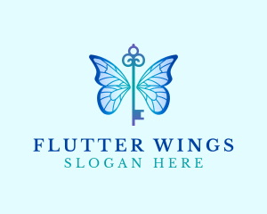 Butterfly Key Wings logo design