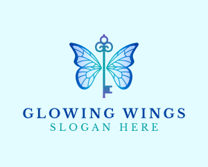 Butterfly Key Wings logo design