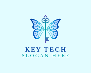 Butterfly Key Wings logo design