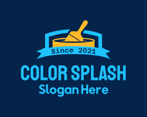Painting - Paint Bucket Brush Banner logo design