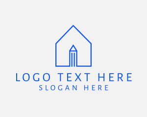 Tutorial Center - Minimalist House Pencil logo design