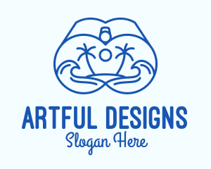 Blue Binocular Line Art logo design