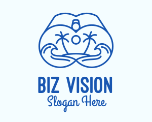 Blue Binocular Line Art logo design