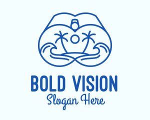 Blue Binocular Line Art logo design