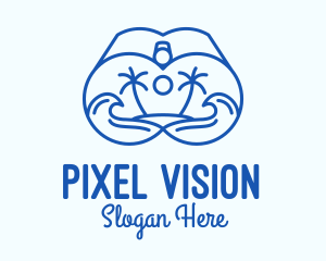 Blue Binocular Line Art logo design