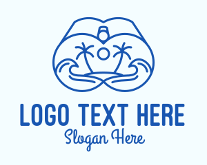 Simple - Blue Binocular Line Art logo design
