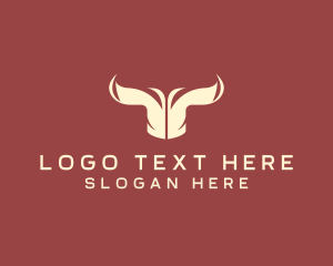 Beige - Bison Horns Letter T logo design