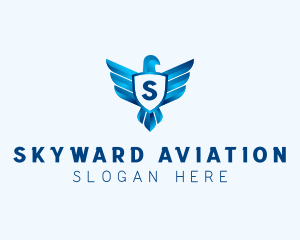 Falcon Wings Shield Aviation  logo design