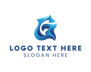 Pool - Wavy Blue Letter G logo design