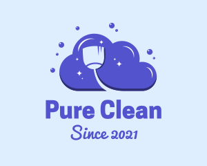 Clean Broom Cloud logo design