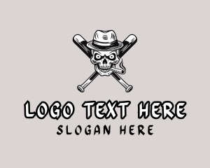 Mobster - Skull Cigar Baseball logo design