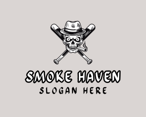 Skull Cigar Baseball logo design